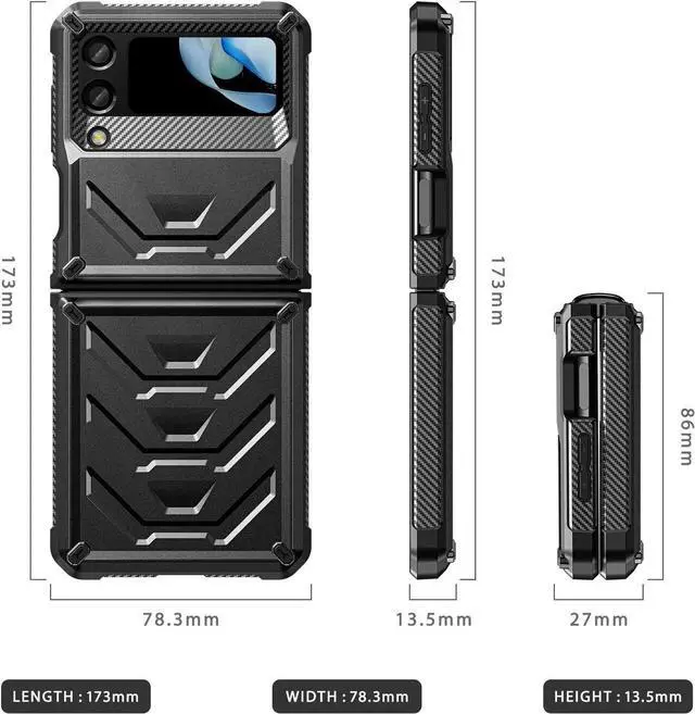 Alt view image 2 of 7 - For Samsung Galaxy Z Flip 4 5G 2022 Case with Slide Camera Cover, Military Grade Heavy Duty Protective Armor Phone Case Shockproof Cover