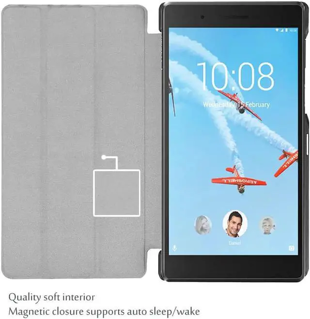 Alt view image 6 of 7 - Protective Case For Lenovo Tab 7 Essential / Tab4 7 Essential - Ultra-Thin Custer PU Leather Case Shell Hard Cover for Lenovo Tab 7 Essential TB-7304F TB-7304I TB-7304X Blue