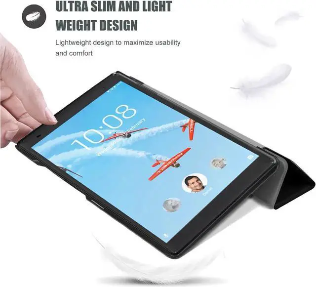 Alt view image 3 of 7 - Protective Case For Lenovo Tab 7 Essential / Tab4 7 Essential - Ultra-Thin Custer PU Leather Case Shell Hard Cover for Lenovo Tab 7 Essential TB-7304F TB-7304I TB-7304X Blue