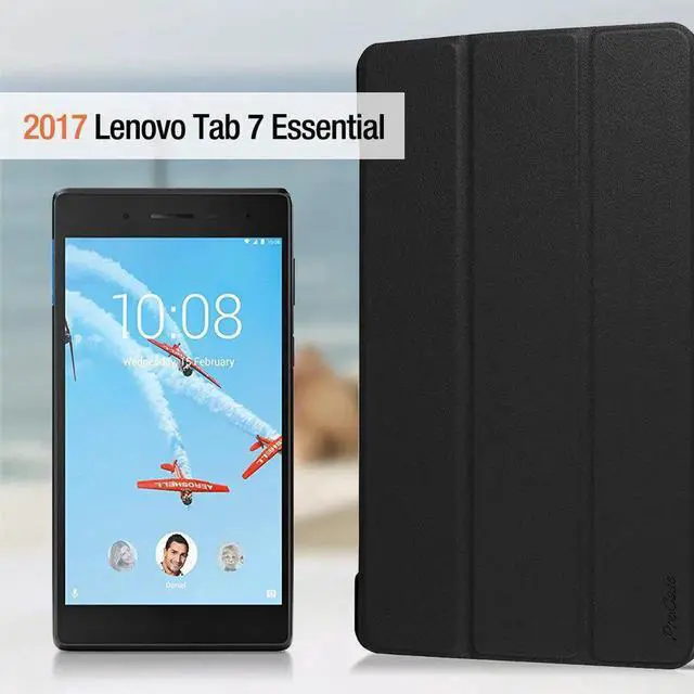Alt view image 7 of 7 - Protective Case For Lenovo Tab 7 Essential / Tab4 7 Essential - Ultra-Thin Custer PU Leather Case Shell Hard Cover for Lenovo Tab 7 Essential TB-7304F TB-7304I TB-7304X Blue