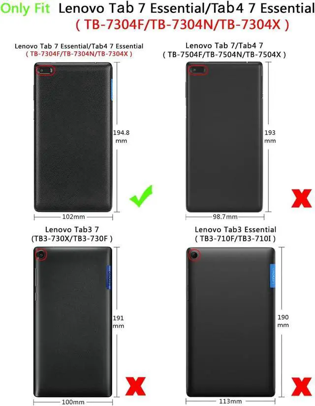 Alt view image 2 of 7 - Protective Case For Lenovo Tab 7 Essential / Tab4 7 Essential - Ultra-Thin Custer PU Leather Case Shell Hard Cover for Lenovo Tab 7 Essential TB-7304F TB-7304I TB-7304X Blue