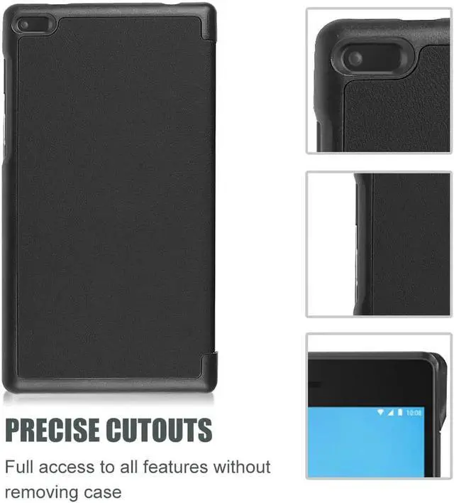 Alt view image 7 of 7 - Protective Case For Lenovo Tab 7 Essential / Tab4 7 Essential - Ultra-Thin Custer PU Leather Case Shell Hard Cover for Lenovo Tab 7 Essential TB-7304F TB-7304I TB-7304X Brown