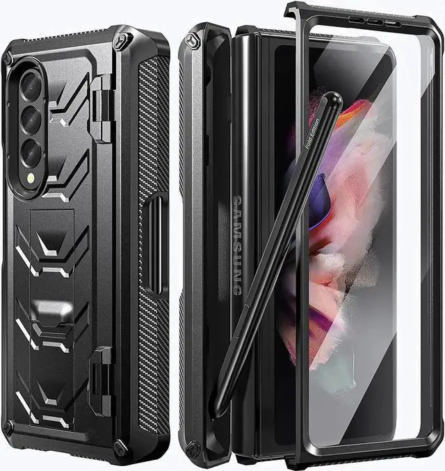 Main image of For Samsung Galaxy Z Fold 3 Case with S Pen Holder, Built-in Kickstand / Screen Protector / Camera & Hinge Protection, 360° Protection Phone Case Cover for Samsung Galaxy Z Fold 3 5G 2021