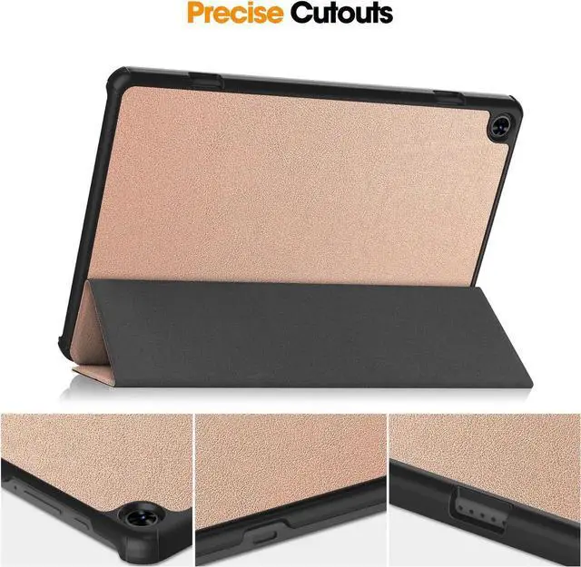 Alt view image 3 of 7 - Case for TECLAST T50 11 inch , Tri fold Slim Lightweight Hard Shell Smart Protective Cover with Multi-Angle Stand, Universal Stylus Pen Rose Gold