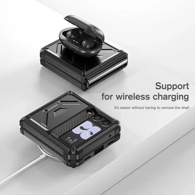 Alt view image 7 of 7 - For Samsung Galaxy Z Flip 3 5G 6.7 inch 2021 Case with Slide Camera Cover, Military Grade Heavy Duty Protective Armor Phone Case Shockproof Cover