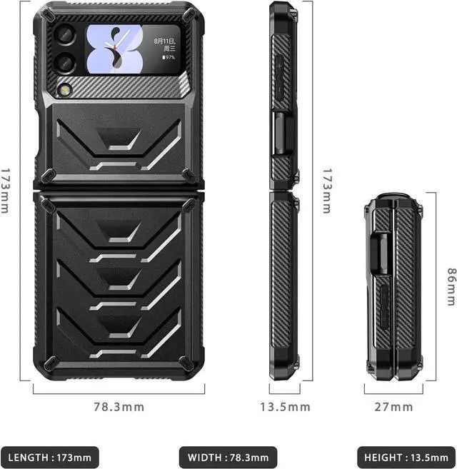 Alt view image 5 of 7 - For Samsung Galaxy Z Flip 3 5G 6.7 inch 2021 Case with Slide Camera Cover, Military Grade Heavy Duty Protective Armor Phone Case Shockproof Cover