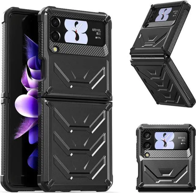 Main image of For Samsung Galaxy Z Flip 3 5G 6.7 inch 2021 Case with Slide Camera Cover, Military Grade Heavy Duty Protective Armor Phone Case Shockproof Cover