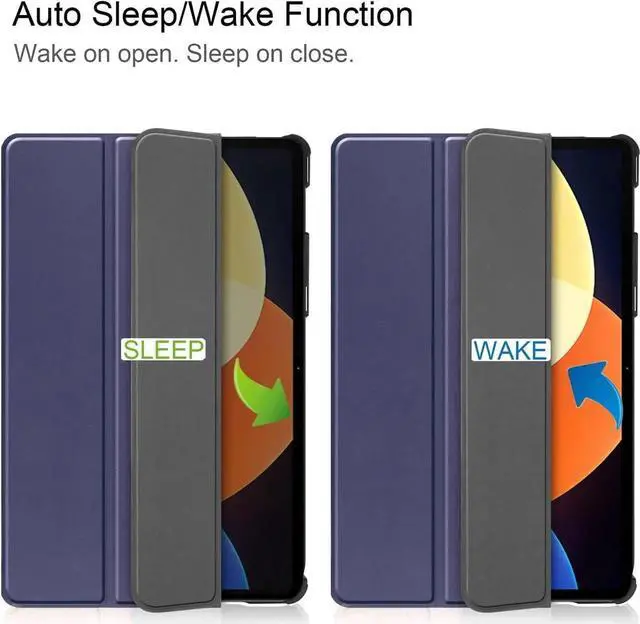 Alt view image 3 of 7 - Case for Xiaomi Pad 5 Pro 12.4 inch 2022, Tri fold Slim Lightweight Hard Shell Smart Protective Cover with Multi-Angle Stand, Universal Stylus Pen Blue