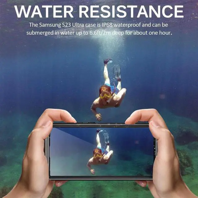 Alt view image 5 of 7 - Compatible for Samsung Galaxy S23 Ultra Case Waterproof, S23 Ultra Waterproof Case with Built-in Lens & Screen Protector Full Body Protective Case for Galaxy S23 Ultra 6.8'' 2023, Black