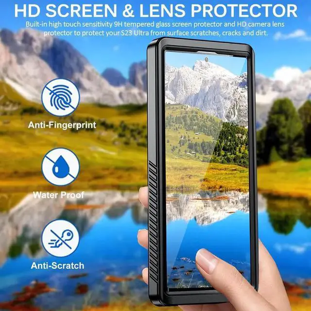 Alt view image 2 of 7 - Compatible for Samsung Galaxy S23 Ultra Case Waterproof, S23 Ultra Waterproof Case with Built-in Lens & Screen Protector Full Body Protective Case for Galaxy S23 Ultra 6.8'' 2023, Black