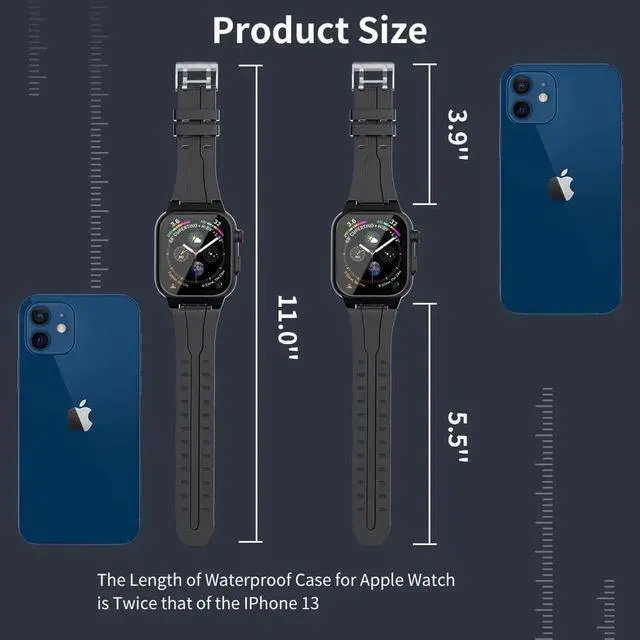 Alt view image 6 of 7 - Compatible with Apple Watch Series 8 / Series 7 41mm Waterproof Case, Full Body Protective Cover with Screen Protector and Band For iWatch S8 S7 41mm