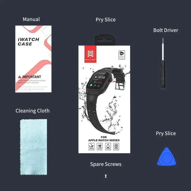 Alt view image 4 of 7 - Compatible with Apple Watch Series 8 / Series 7 41mm Waterproof Case, Full Body Protective Cover with Screen Protector and Band For iWatch S8 S7 41mm