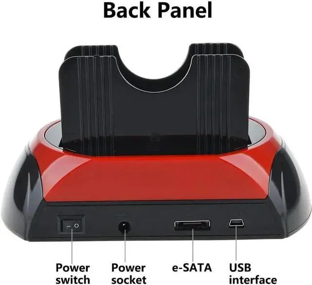 Alt view image 2 of 7 - Hard Drive Docking Station, USB 2.0 to 2.5 3.5 Inch SATA IDE Dual Slots External Enclosure with All in 1 Card Reader and USB 2.0 Hub for 2.5" 3.5" IDE SATA I/II/III HDD SSD