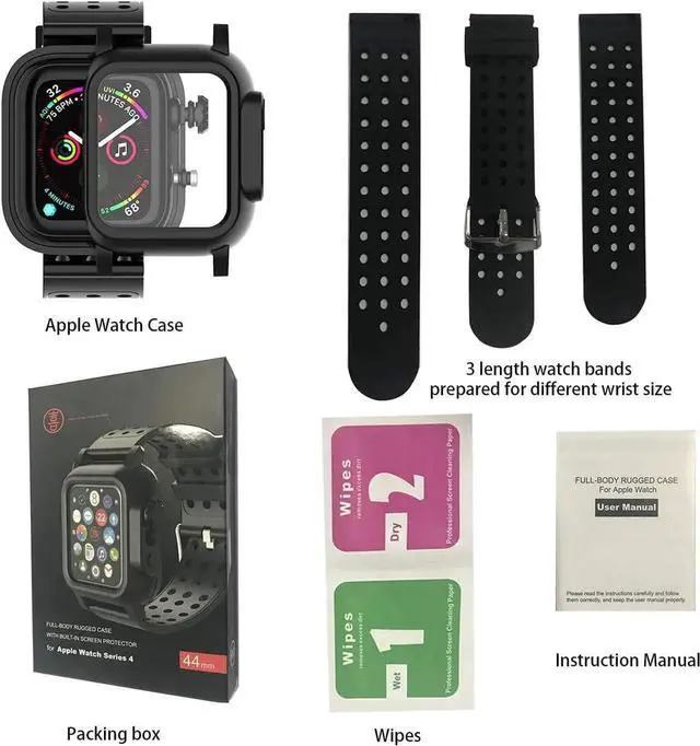Alt view image 4 of 7 - Waterproof Case for 42mm Apple Watch Series 3 and Series 2 with Built-in Screen Protector Full Body Shell for Waterproof Anti-Scratch Shockproof Impact Resistant with Watch Band