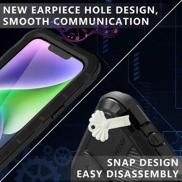 Alt view image 4 of 7 - iPhone 14 6.1 inch Waterproof Case, MagSafe Compatible, Built-in Screen Protector IP68 Underwater Dustproof 360 Full Body Shockproof Protective Cover