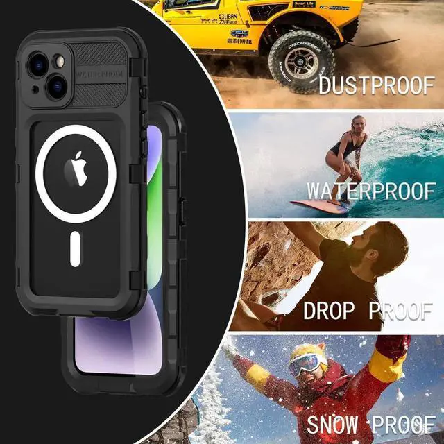 Alt view image 2 of 7 - iPhone 14 6.1 inch Waterproof Case, MagSafe Compatible, Built-in Screen Protector IP68 Underwater Dustproof 360 Full Body Shockproof Protective Cover