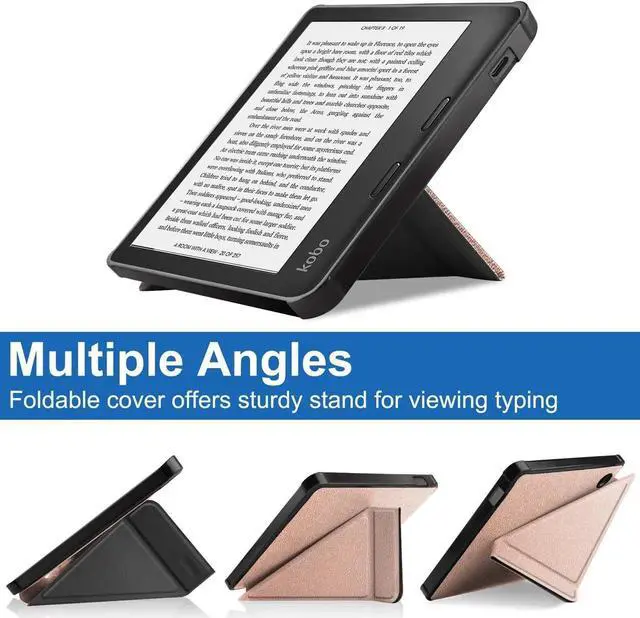 Alt view image 3 of 7 - Slim Case for Kobo Libra 2 2021 Released - Soft TPU Protective Back Cover with Auto Wake/Sleep for 7 inch Kobo Libra 2 eReader Rose Gold