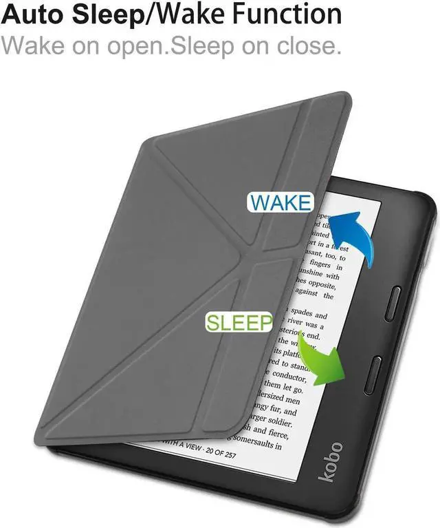 Alt view image 4 of 7 - Slim Case for Kobo Libra 2 2021 Released - Soft TPU Protective Back Cover with Auto Wake/Sleep for 7 inch Kobo Libra 2 eReader Grey