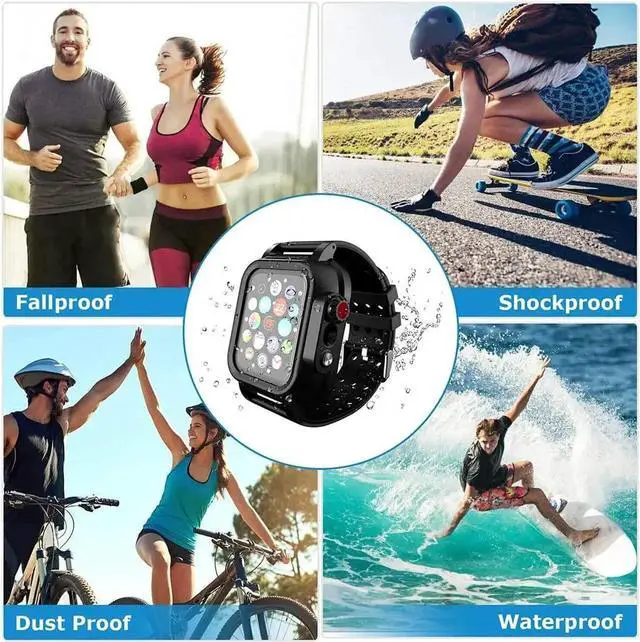 Alt view image 2 of 7 - Waterproof Case for 38mm Apple Watch Series 3 and Series 2 with Built-in Screen Protector Full Body Shell for Waterproof Anti-Scratch Shockproof Impact Resistant with Watch Band