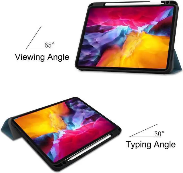 Alt view image 3 of 7 - iPad Pro 11 inch Case 2021 with Pencil Holder, Slim Lightweight Trifold Stand Cover with Soft TPU Back Cover - Auto Sleep / Wake+Pencil Charging - Smart Case for iPad Pro 11 inch 2021 2020 2018