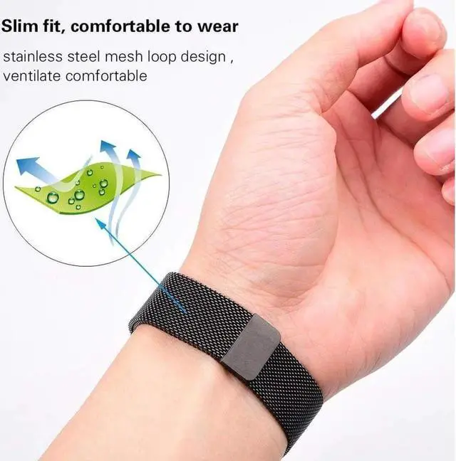 Alt view image 5 of 7 - Compatible Galaxy Watch (42mm)/Galaxy Watch Active Bands Sets, 20mm 2 Pack Stainless Steel Band+ Mesh Loop Band Bracelet Strap for Compatible Galaxy Watch 42mm/Ticwatch E/Galaxy Watch Active 40mm