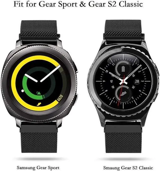 Alt view image 4 of 7 - Compatible Galaxy Watch (42mm)/Galaxy Watch Active Bands Sets, 20mm 2 Pack Stainless Steel Band+ Mesh Loop Band Bracelet Strap for Compatible Galaxy Watch 42mm/Ticwatch E/Galaxy Watch Active 40mm
