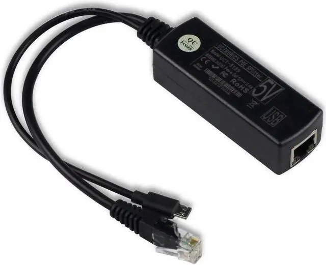 Main image of IEEE 802.3af Micro USB Active PoE Splitter Power Over Ethernet Adapter 48V to 5V 2.4A for Echo Dot, Tablets, Dropcam or Raspberry Pi