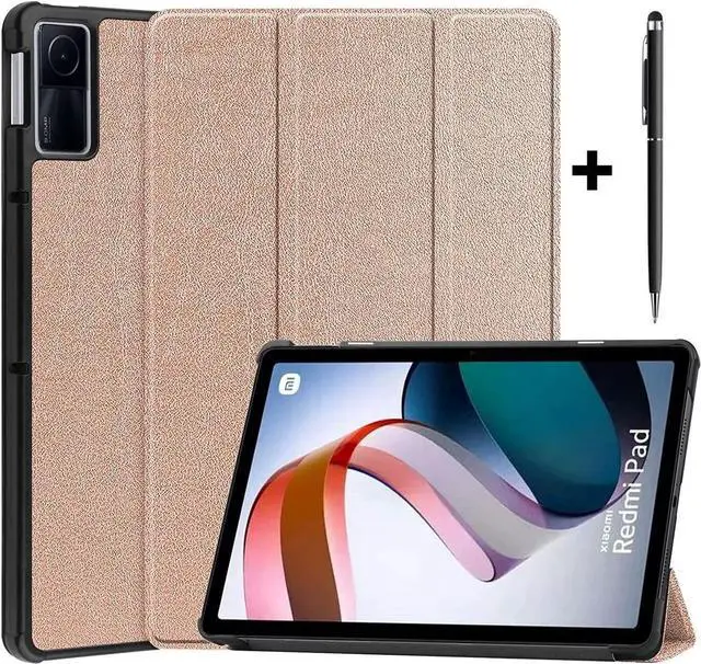 Main image of Case for Xiaomi Redmi Pad 10.61 inch 2022, Tri fold Slim Auto Wake Lightweight Hard Shell Smart Protective Stand Cover with Universal Stylus Pen Rose Gold