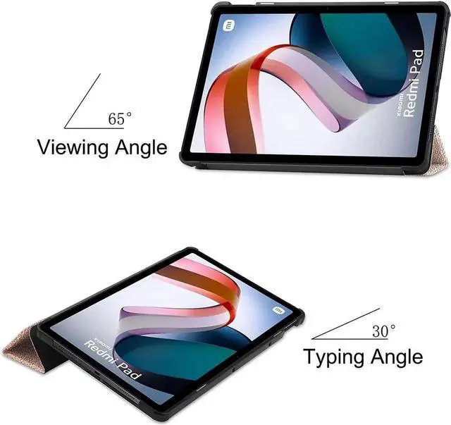 Alt view image 2 of 7 - Case for Xiaomi Redmi Pad 10.61 inch 2022, Tri fold Slim Auto Wake Lightweight Hard Shell Smart Protective Stand Cover with Universal Stylus Pen Rose Gold