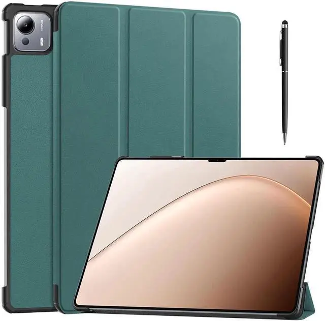 Main image of Case for Xiaomi Pad 7 Ultra 14 Inch, Tri fold Slim Lightweight Hard Shell Smart Protective Cover with Multi-Angle Stand, Universal Stylus Pen Dark Green