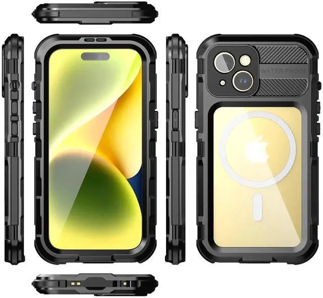 Alt view image 7 of 7 - Waterproof Case for iPhone 15 Plus 6.7 inch, Built-in Screen Protector, [IP68 Water Proof] [14FT Military Grade Shockproof] Metal Full Body Aluminum Protective Drop Protection Cover for iPhone 15 Plus