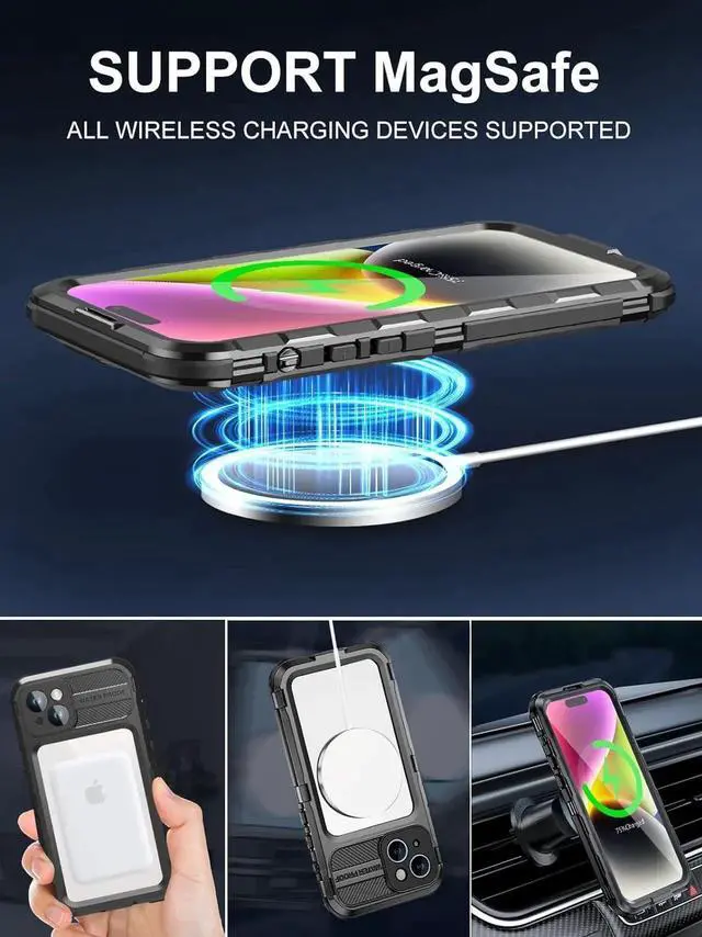 Alt view image 2 of 7 - Waterproof Case for iPhone 15 Plus 6.7 inch, Built-in Screen Protector, [IP68 Water Proof] [14FT Military Grade Shockproof] Metal Full Body Aluminum Protective Drop Protection Cover for iPhone 15 Plus