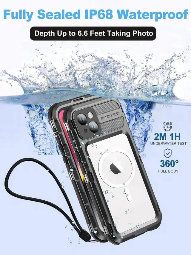 Alt view image 6 of 7 - Waterproof Case for iPhone 15 Plus 6.7 inch, Built-in Screen Protector, [IP68 Water Proof] [14FT Military Grade Shockproof] Metal Full Body Aluminum Protective Drop Protection Cover for iPhone 15 Plus
