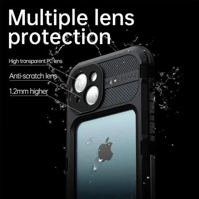 Alt view image 2 of 7 - iPhone 13 Waterproof Metal Case with Built-in Screen Protector [15FT Military Grade Shockproof][IP68 Water Proof], Full Body Aluminum Protective Drop Protection Cover for iPhone 13 6.1 inch