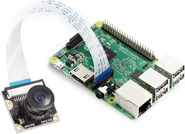 Alt view image 2 of 7 - Raspberry Pi Zero W Camera Module 5MP Wide Angle 160 Degree Fisheye Lens Camera Night Vision OV5647 1080P Sensor HD Webcam Video with Zero Cable for Raspberry Pi Model 3 B B+ A+ RPi 3 2 1 zero zero W
