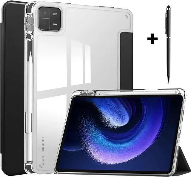 Main image of Protective Case for Xiaomi Mi Pad 6 / 6 Pro 11 Inch 2023 with S Pen Holder, Universal Stylus Pen,Transparent Hard Shell Back Trifold Smart Stand Cover