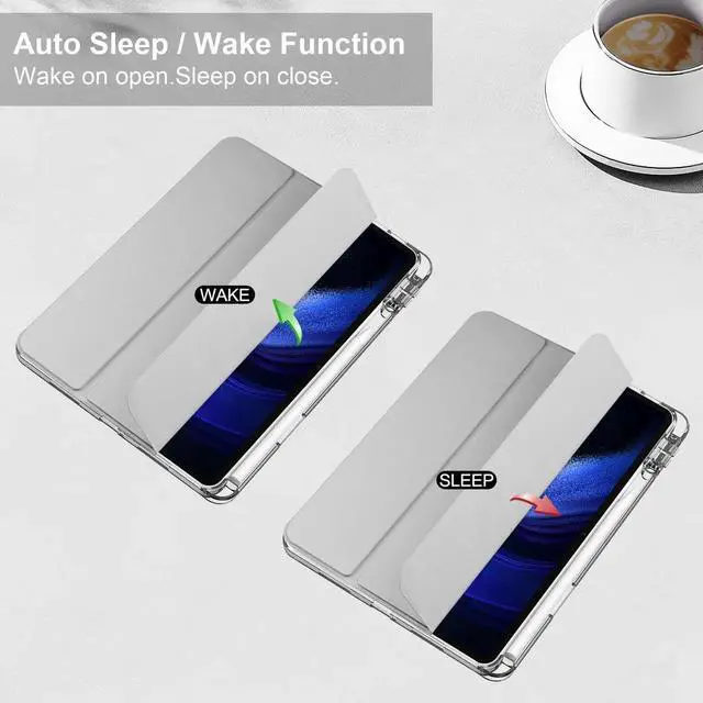 Alt view image 4 of 7 - Protective Case for Xiaomi Mi Pad 6 / 6 Pro 11 Inch 2023 with S Pen Holder, Universal Stylus Pen,Transparent Hard Shell Back Trifold Smart Stand Cover Silver