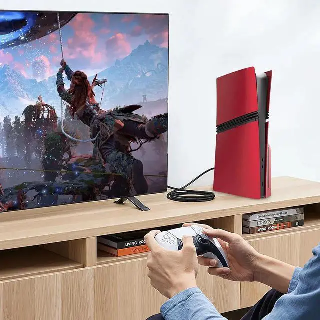 Alt view image 2 of 7 - FacePlates for PS5 Pro Disc Edition Cover Plate for PS5 Pro Premium ABS Replacement Plates Anti-Scratch Dustproof Protective Shell Case for PlayStation 5 Pro Disc Version Red