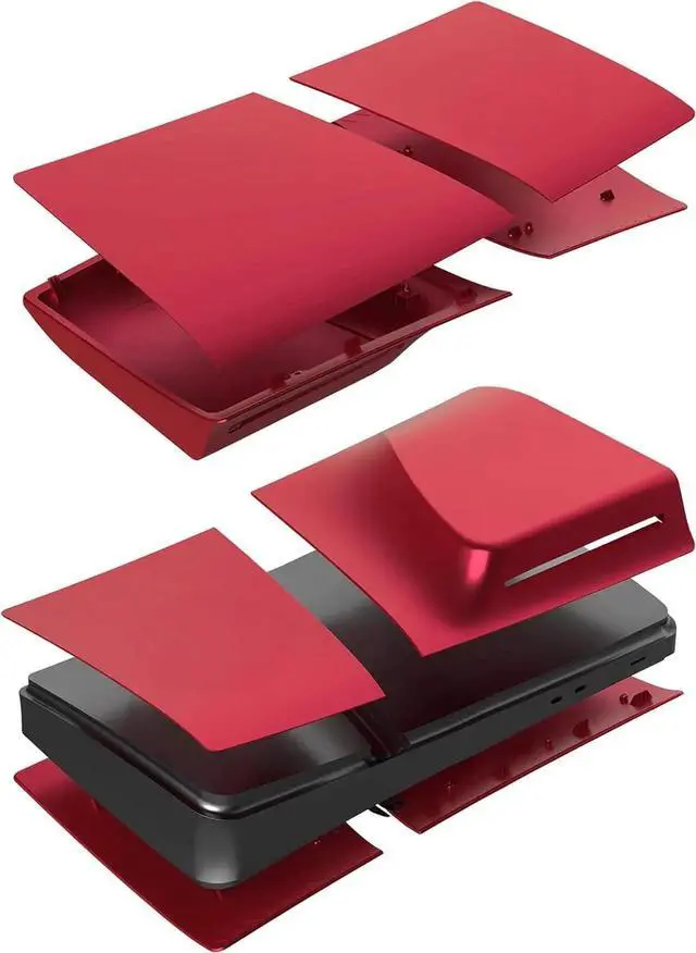 Alt view image 6 of 7 - FacePlates for PS5 Pro Disc Edition Cover Plate for PS5 Pro Premium ABS Replacement Plates Anti-Scratch Dustproof Protective Shell Case for PlayStation 5 Pro Disc Version Red