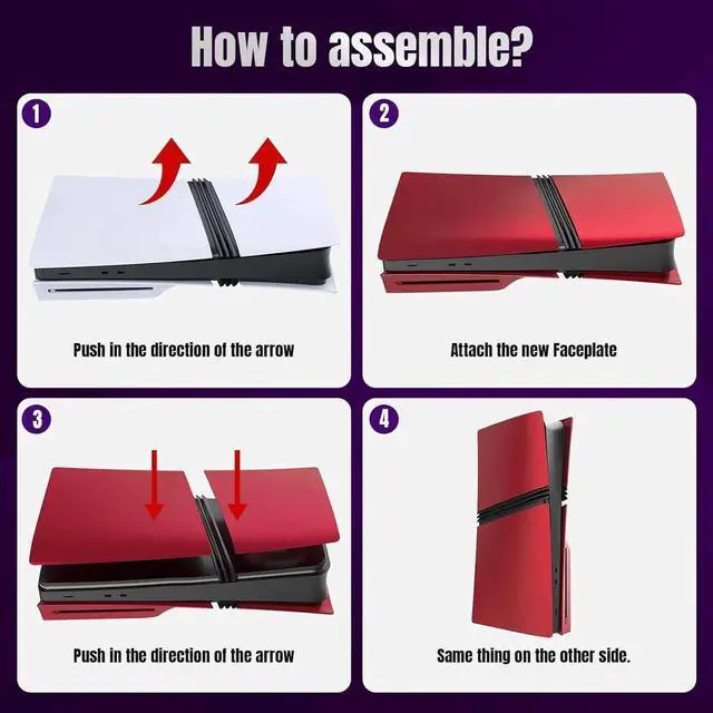 Alt view image 3 of 7 - FacePlates for PS5 Pro Disc Edition Cover Plate for PS5 Pro Premium ABS Replacement Plates Anti-Scratch Dustproof Protective Shell Case for PlayStation 5 Pro Disc Version Red