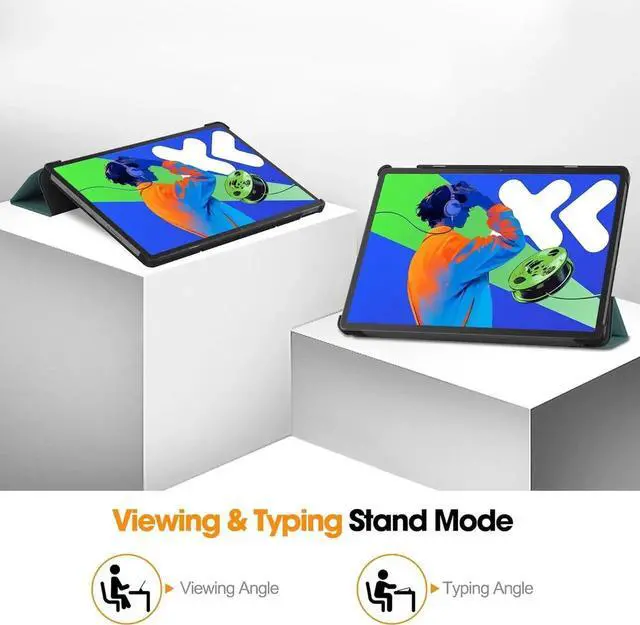 Alt view image 6 of 7 - Case for Lenovo Idea Tab Pro 12.7 inch 2025 TB-373FU TB-375FC, Slim Smart Cover Lightweight Hard Shell Protective Cover with Multi-Angle Stand, Universal Stylus Pen Dark Green