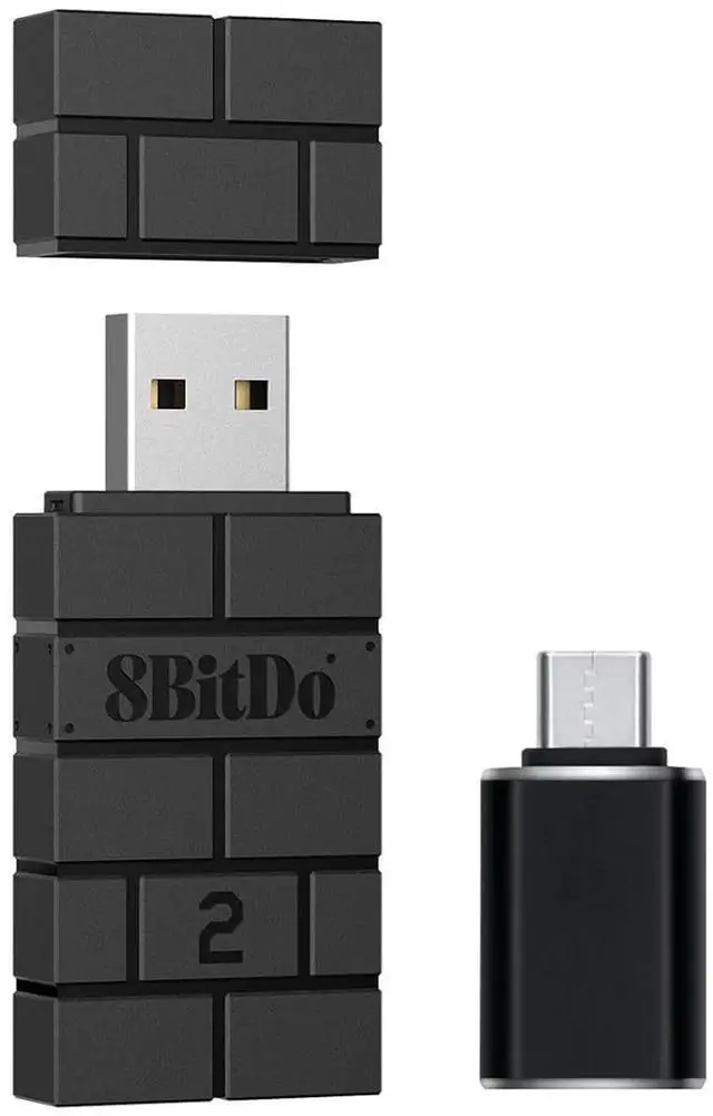 Main image of 8Bitdo Wireless USB Adapter 2 for Switch/Switch2, Windows, Mac & Raspberry Pi, Compatible with Xbox Series X/S, Xbox One, Switch Pro, PS5 Controller and More with OTG Adapter Black