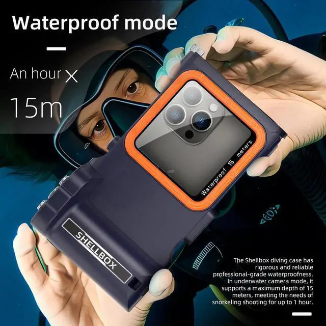 Alt view image 2 of 7 - Universal Waterproof Phone Case for Snorkeling Diving Swimming Surfing Scuba Bluetooth Control for Phone16/15/14 Pro Max Samsung Galaxy S25/S24/S23 Ultra up to 6.9" Blue