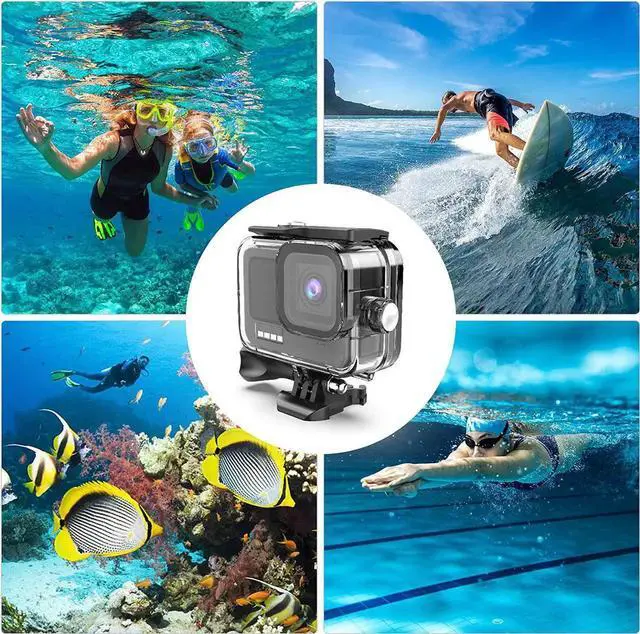 Alt view image 5 of 7 - Waterproof Case for GoPro Hero 12 / Hero 11 / Hero 10 / Hero 9 Black, 60M/196FT Underwater Protective Dive Housing Shell with Bracket Mount Accessories for Go Pro Hero 12/11/10/9 Action Camera