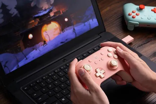 Alt view image 6 of 7 - 8Bitdo Ultimate 2C Wireless Controller for Windows PC and Android, Gamepad with 1000Hz Polling Rate, Remappable L4/R4 Bumpers, Rumble Vibration and Turbo Function Pink