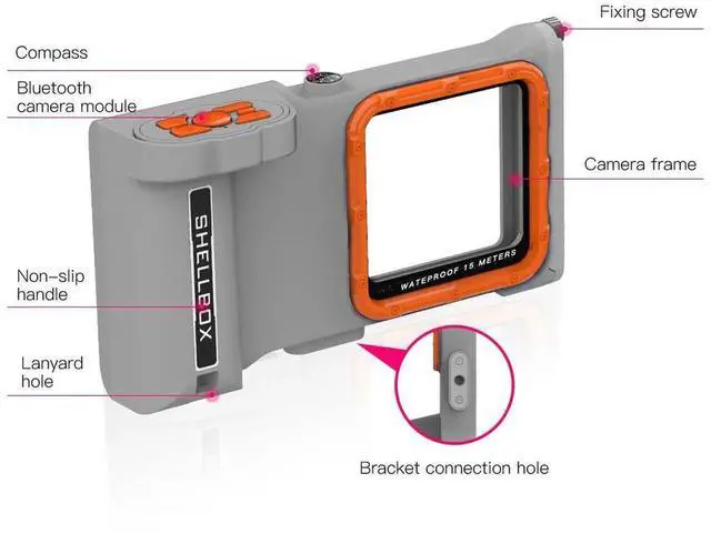 Alt view image 3 of 7 - [50 ft/15m] Diving Phone Case with Bluetooth Remote Control, Universal Cell Phone Waterproof Case for Surfing Swimming Snorkeling, Deep Underwater Protection Case for iPhone and Android Phones Gray