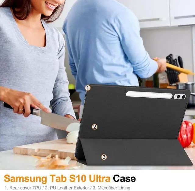 Alt view image 2 of 7 - Case for Samsung Galaxy Tab S10 Ultra 2024/ S9 Ultra 2023/ S8 Ultra 2022 14.6 Inch, Slim Smart Stand Cover Protective Cover with Pencil Holder, Stand, Universal Stylus Pen
