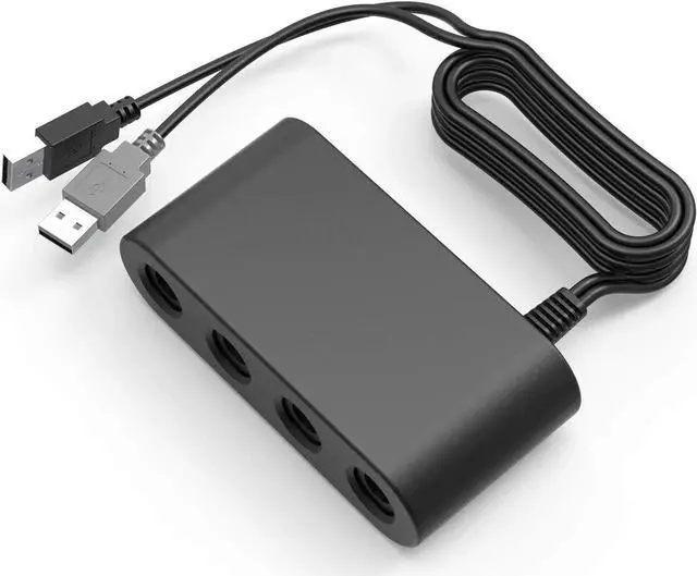 Alt view image 6 of 7 - Gamecube Controller Adapter for Wii u and 4 Port Black Super Smash Bros GameCube Adapter for Wii u PC USB Switch