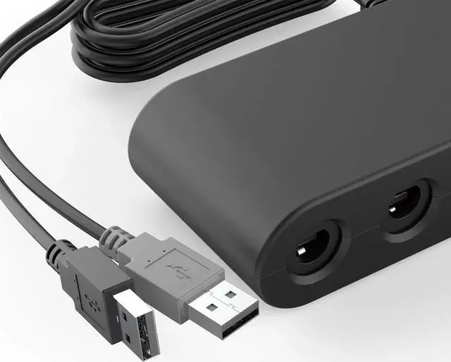 Alt view image 2 of 7 - Gamecube Controller Adapter for Wii u and 4 Port Black Super Smash Bros GameCube Adapter for Wii u PC USB Switch