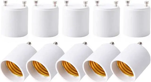 Main image of GU24 to E26 E27 Adapter 10 Pack Heat Resistant Up to 200? Fire Resistant Converts GU24 Pin Base Fixture to E26 E27 Standard Screw-in Socket